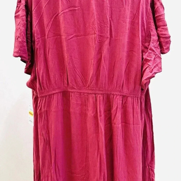 NWT SONOMA Women Short Sleeve Pullover Pink Elastic Waist V-Neck Dress Size 3X - Picture 8 of 12